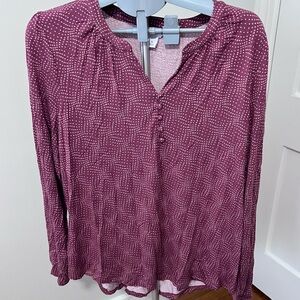 Liz Claiborne Maroon Patterned Blouse